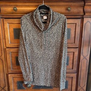 Stylish Leopard Print Cowl Neck Tunic